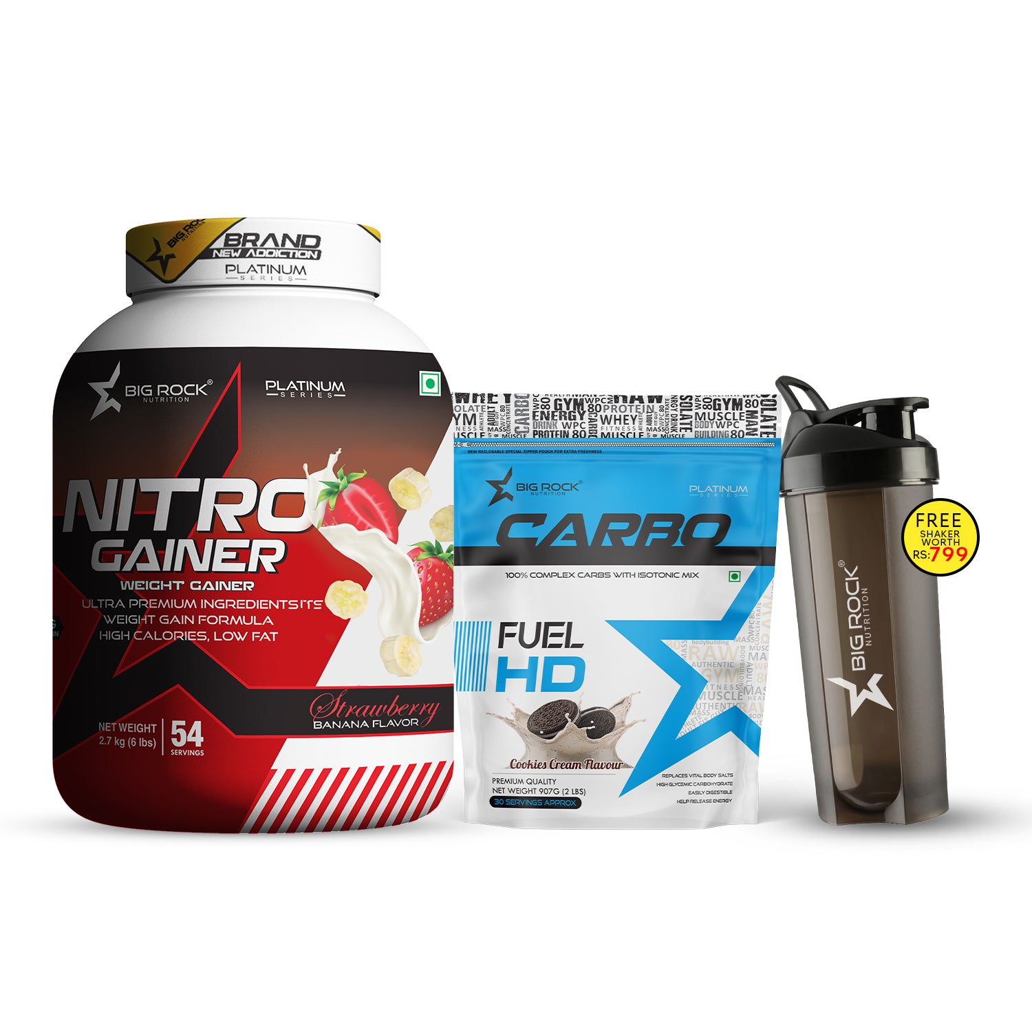 #Nitro Gainer Flavor_Strawberry Banana_Carbo Fuel HD Flavor_Cookies Cream