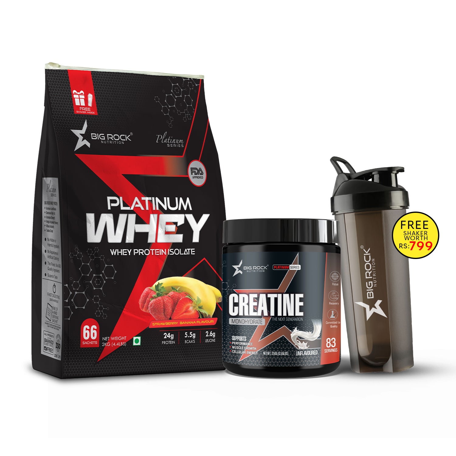 #Platinum Whey_Strawberry Banana_Creatine Flavor_Unflavoured