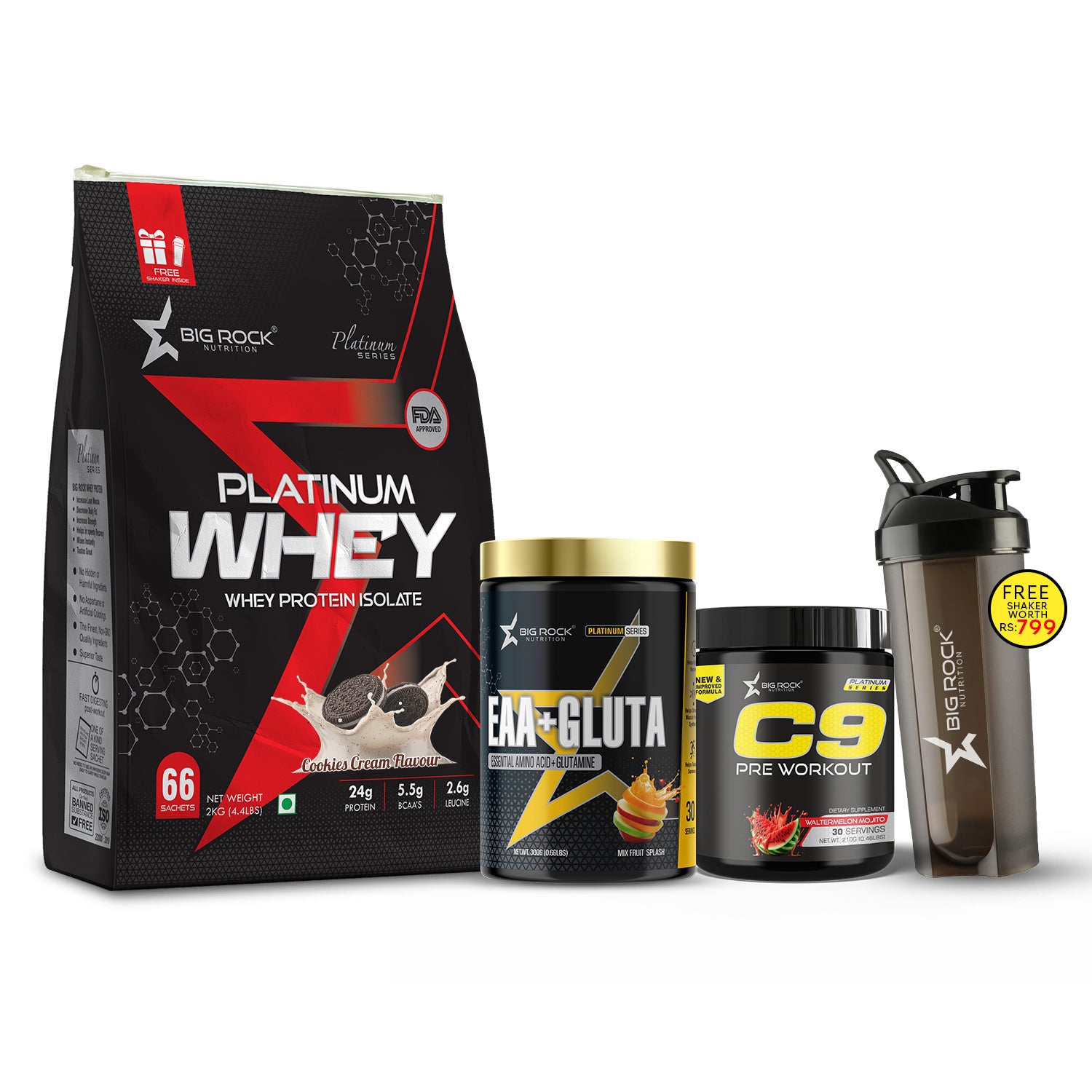 #Platinum Whey_Cookie Cream_EAA+ Gluta_Mixed Fruit Splash_C9 Pre Workout Flavor_Watermelon Mojito