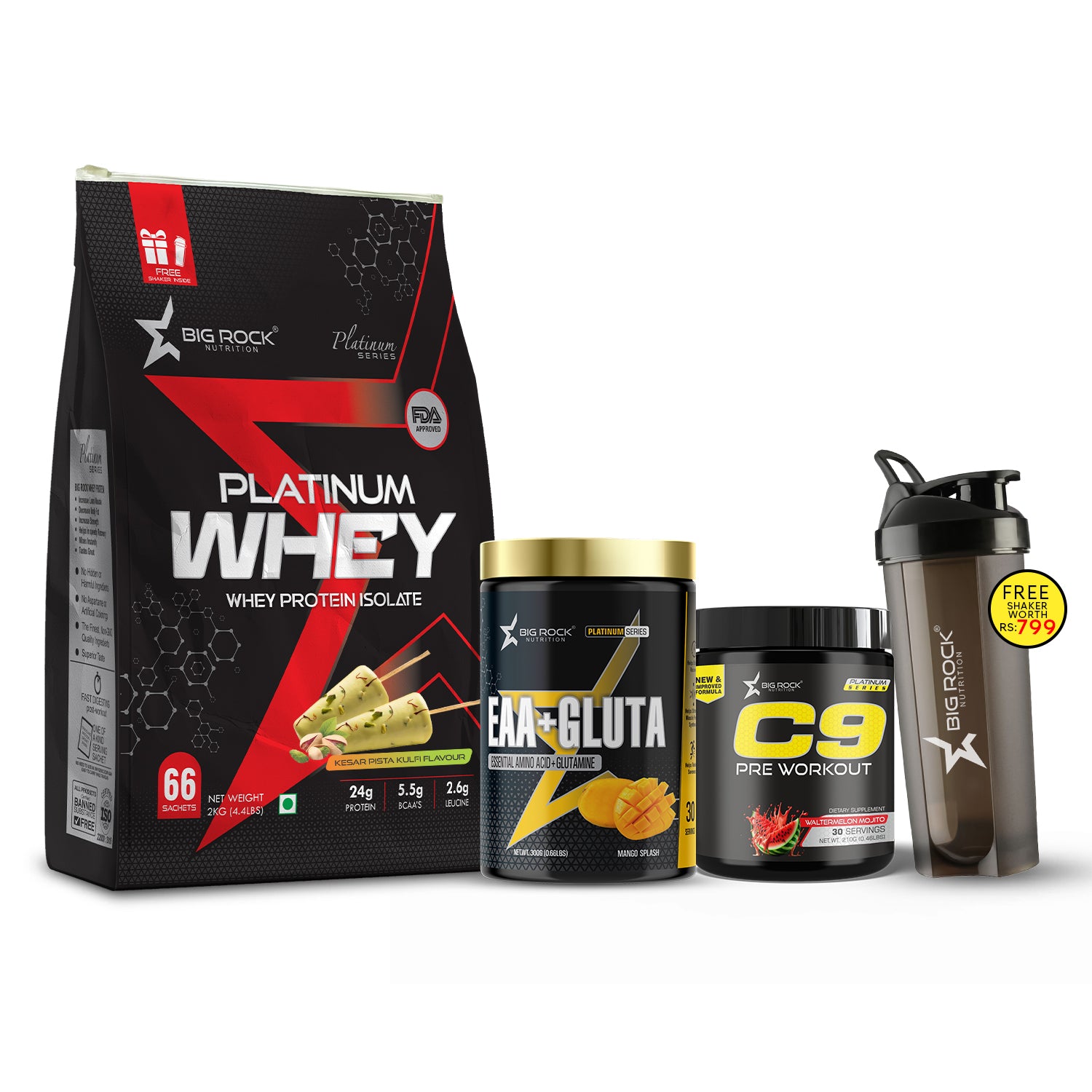 #Platinum Whey_Kesar Pista Kulfi_EAA+ Gluta_Mango Splash_C9 Pre Workout Flavor_Watermelon Mojito