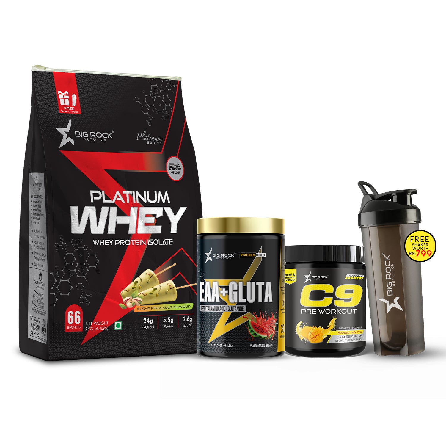 #Platinum Whey_Kesar Pista Kulfi_EAA+ Gluta_Watermelon Splash_C9 Pre Workout Flavor_Mango Mojito