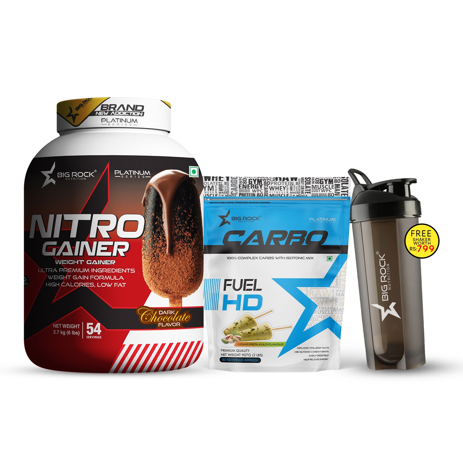 #Nitro Gainer Flavor_Dark Chocolate_Carbo Fuel HD Flavor_Kesar Pista Kulfi