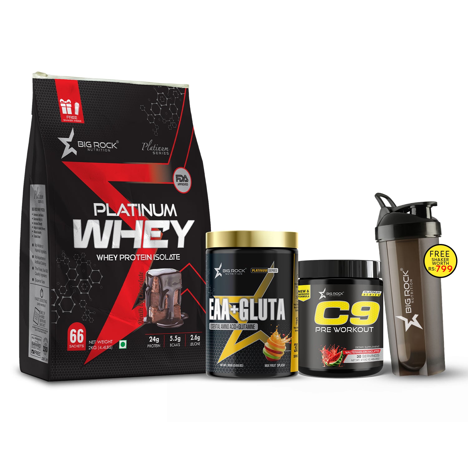 #Platinum Whey_Chocolate_EAA+ Gluta_Mixed Fruit Splash_C9 Pre Workout Flavor_Watermelon Mojito